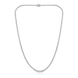 Certified 14K Gold 6ct Natural Diamond F-VS Graduated 3 Prong Tennis White Necklace