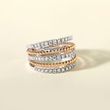 Certified 14K Gold 0.7ct Natural Diamond F-I1 Designer 5 Layer White Ring
