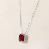 Certified 14K Gold 5.3ct Natural Diamond w/ Simulated Ruby Emerald Solitaire Halo White Necklace