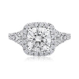 Certified 14K Gold 2.7ct Lab Created Diamond E-VVS Round Solitaire Halo Engagement White Ring