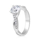 Certified 14K Gold 2ct Lab Created Diamond E-VVS Round Solitaire Twist Engagement White Ring