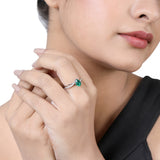 Certified 10K Gold 1ct Natural Diamond w/ Simulated Emerald Pear Twist White Ring