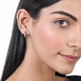 Certified 14K Gold 0.5ct Natural Diamond w/ Simulated Bezel Hoop White Earrings