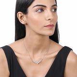 Certified 14K Gold 4.9ct Natural Diamond w/ Cultured Pearls V Curved Graduated White Necklace