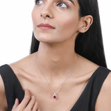 Certified 14K Gold 2.55ct Natural Diamond w/ Simulated Ruby Oval Solitaire X Halo White Necklace