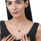 Certified 14K Gold 4.24ct Simulated Ruby Round Solitaire Wedding White Necklace