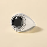 Certified 14K Gold 6.6ct Natural Diamond w/ Simulated Black Diamond Dome White Ring