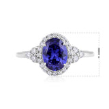 Certified 10K Gold 2.25ct Natural Diamond w/ Simulated Tanzanite Oval White Ring
