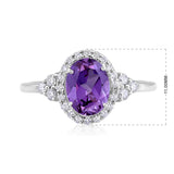 Certified 10K Gold 2.3ct Natural Diamond w/ Simulated Alexandrite June Oval White Ring
