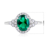 Certified 10K Gold 1.35ct Natural Diamond w/ Simulated Emerald Oval White Ring
