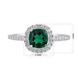 Certified 10K Gold 1.5ct Natural Diamond w/ Simulated Emerald Cushion White Ring