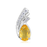 Certified 10K Gold 1ct Natural Diamond w/ Simulated Citrine Pear White Pendant Only