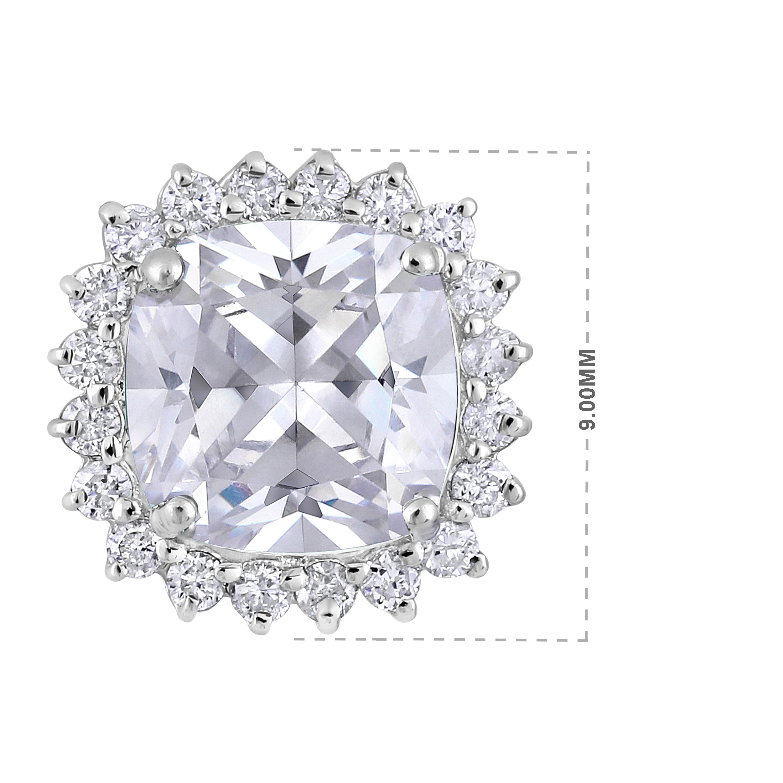 Certified 10K Gold 1.8ct Natural Diamond w/ Cubic Zirconia April Cushion White Pendant