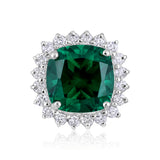 Certified 10K Gold 1.3ct Natural Diamond w/ Simulated Emerald Cushion White Pendant