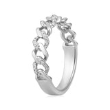 Certified 0.2ct Natural Diamond F-I1 10K Gold Designer Link Cuban Band White Ring