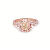 Certified 18K Gold 1.3ct Natural Diamond Cushion Solitaire Designer Rose Ring