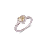 Certified 18K Gold 1.2ct Natural Diamond Heart Bezel Designer White Ring