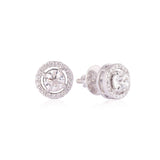 Certified 18K Gold 1.1ct Natural Diamond F-VS Halo Solitaire Stud White Earrings