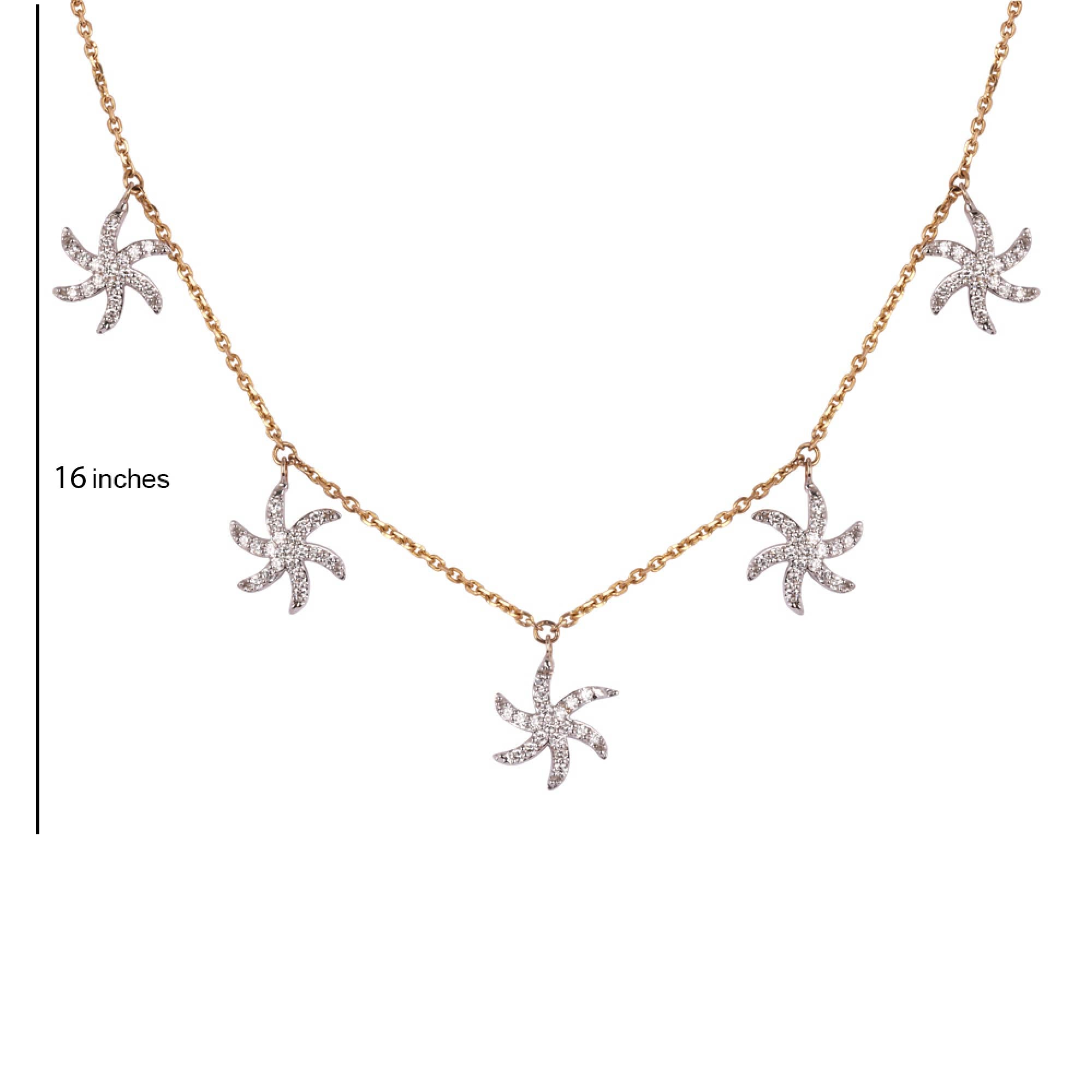 Certified 18K Gold 0.7ct Natural Diamond G-VS Designer Fringe Station Rose Necklace