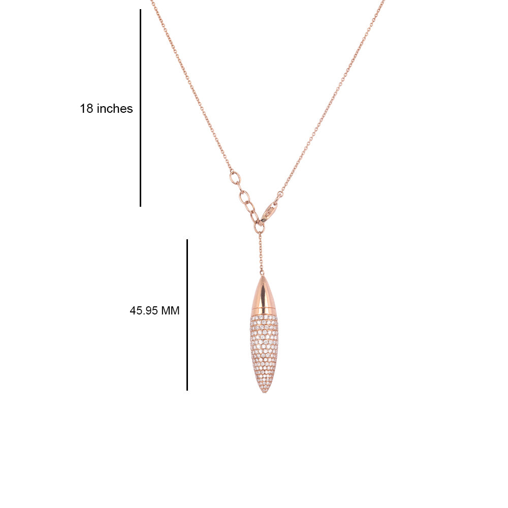 Certified 18K Gold 1.3ct Natural Diamond F-VVS Designer Bullet Rose Necklace