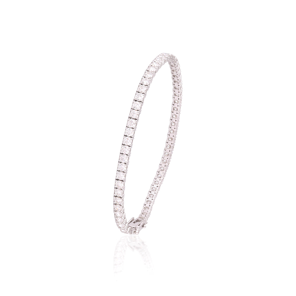 Certified 18K Gold 6.3ct Natural Diamond F-VVS Round Wedding Tennis White Bracelet