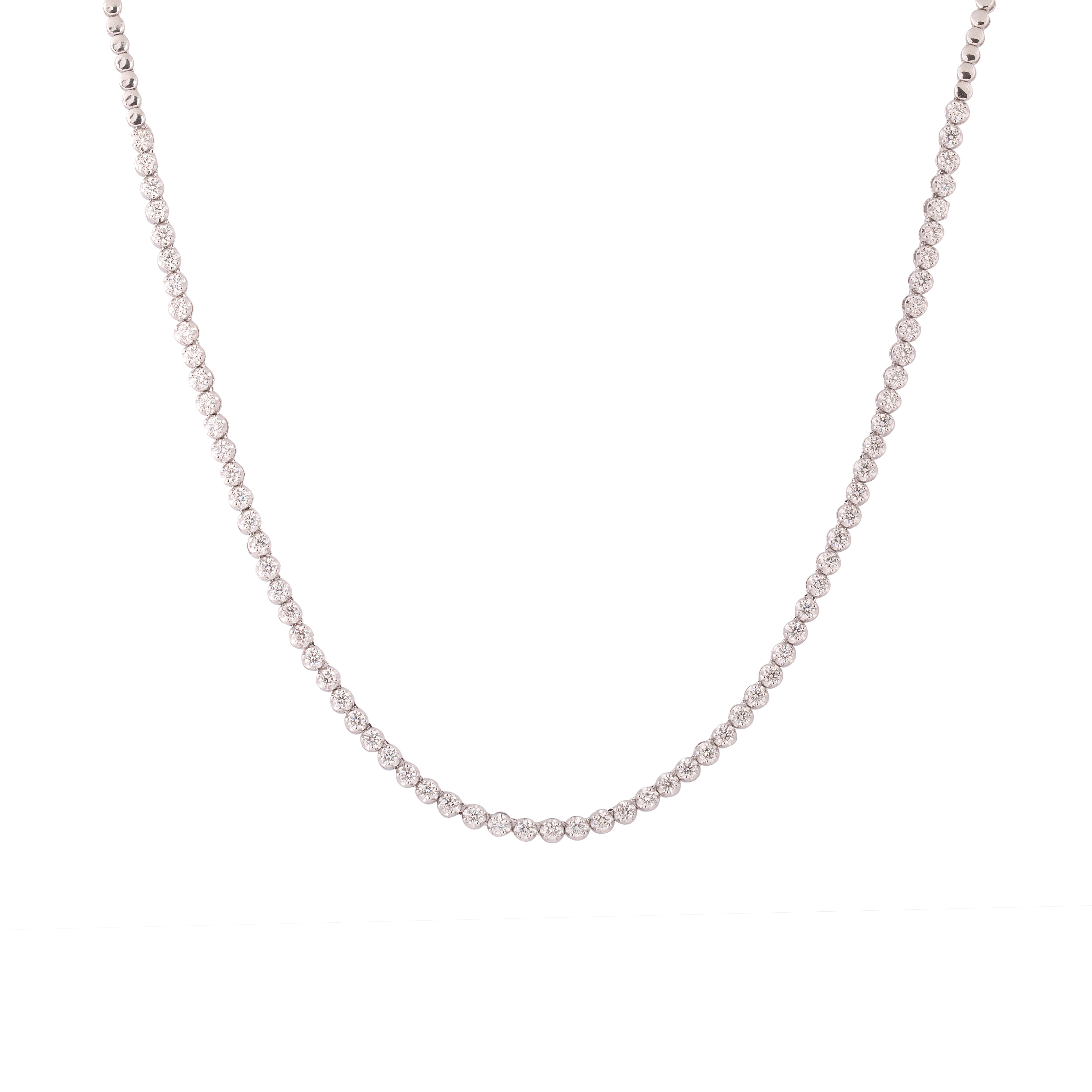 Certified 18K Gold 4.5ct Natural Diamond FG-VVS Wedding Tennis White Necklace