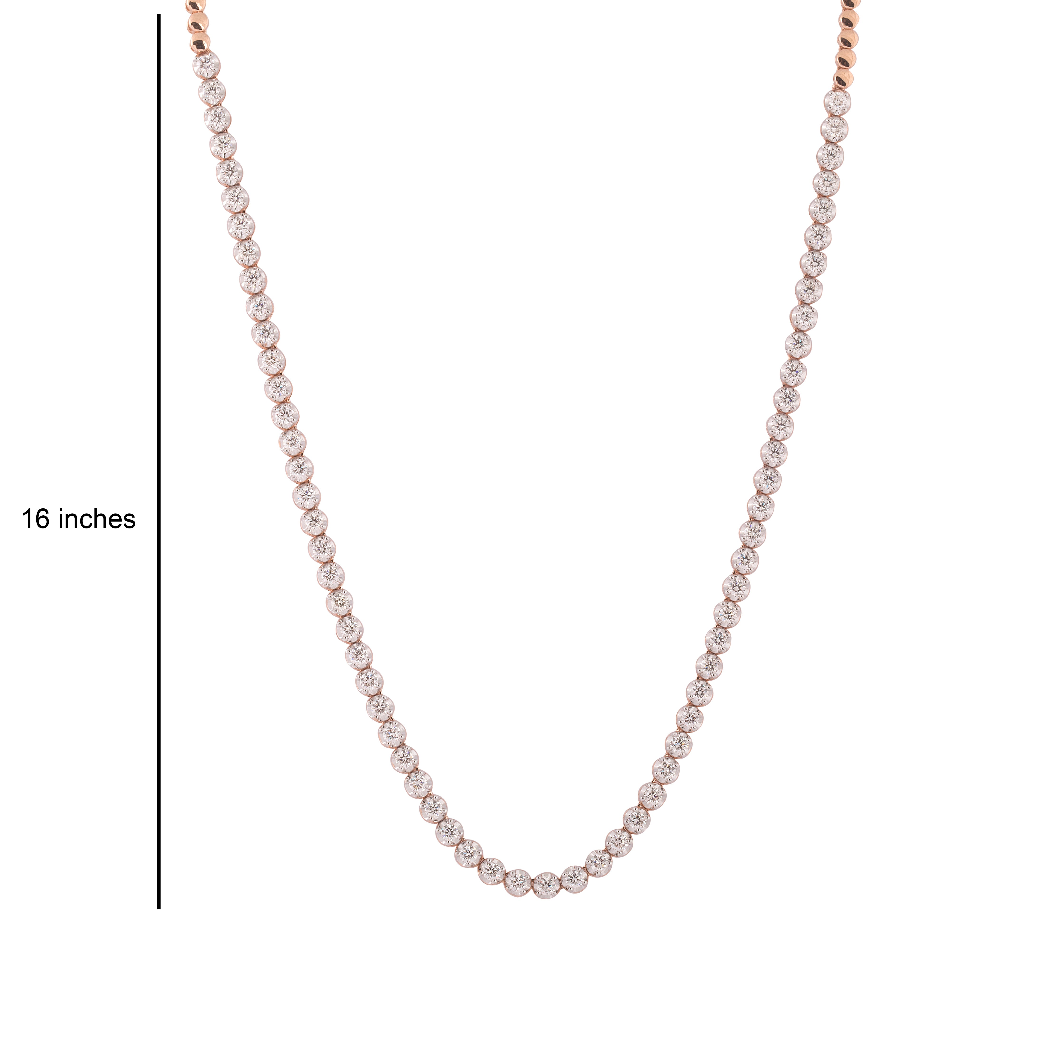 Certified 18K Gold 3.7ct Natural Diamond F-VVS Round Wedding Tennis Rose Necklace