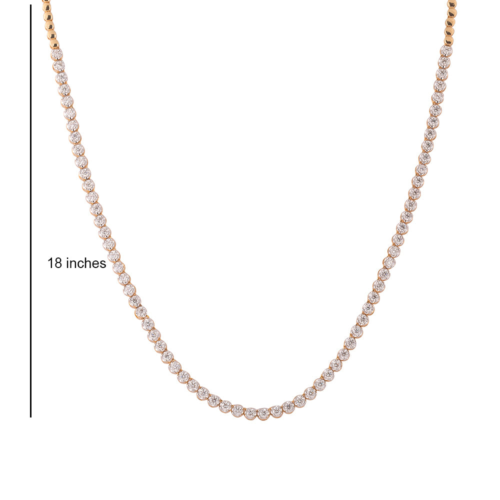 Certified 18K Gold 3.1ct Natural Diamond F-VVS Wedding Tennis Yellow Necklace