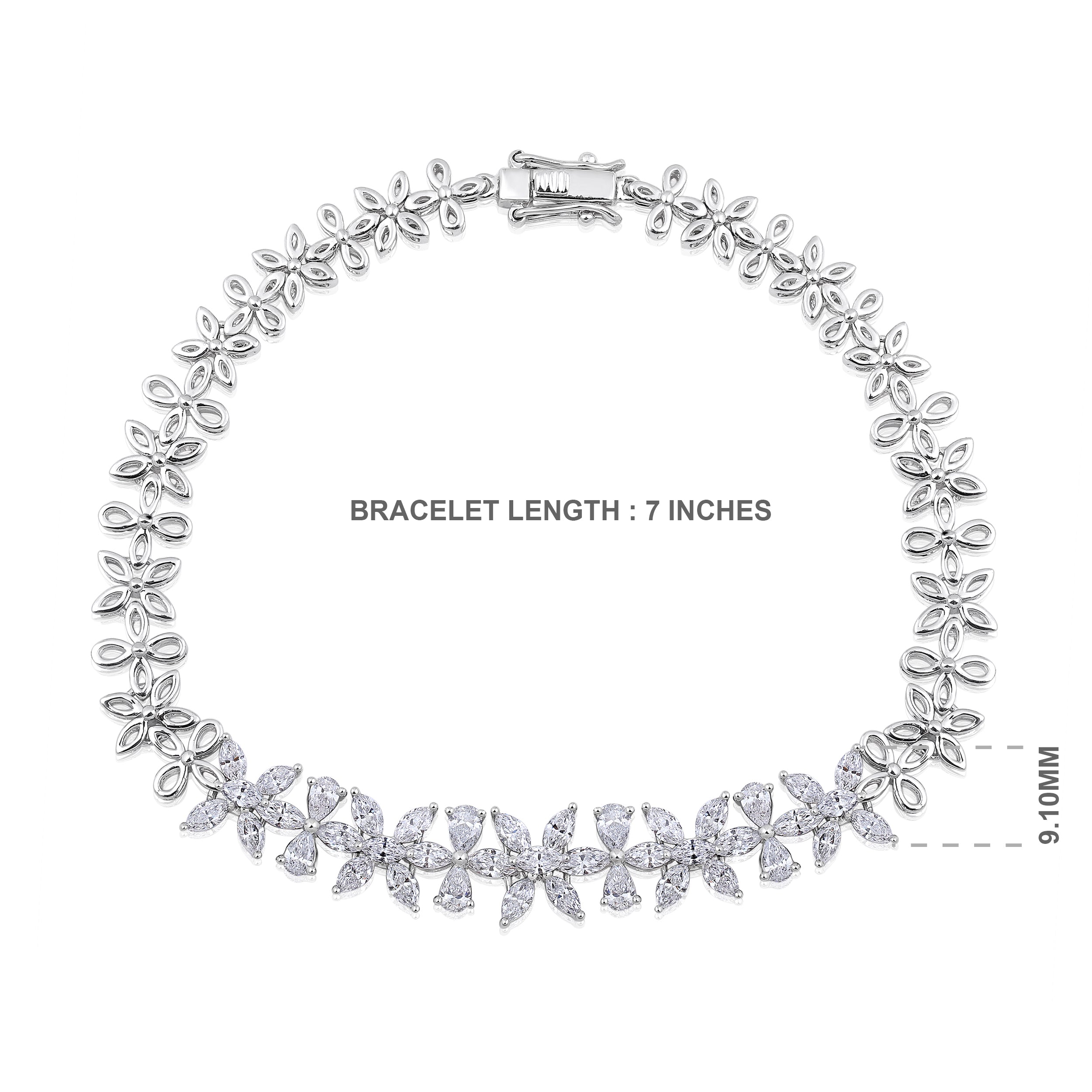 Certified 14K Gold 2.5ct Lab Created Diamond E-VVS Pear Marquise Leaf Tennis White Bracelet