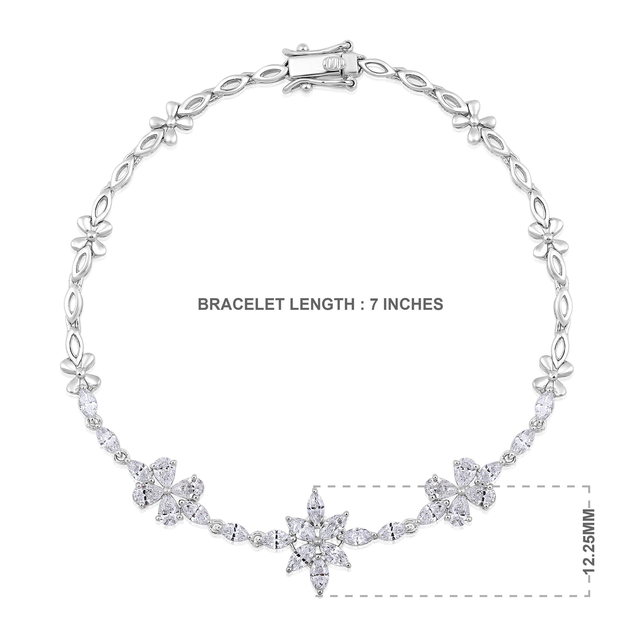 Certified 14K Gold 1.8ct Lab Created Diamond E-VVS Pear Marquise Leaf White Bracelet