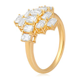 Certified 18K Gold 2ct Baguette Natural Diamond H-VS Designer Geometric Yellow Ring