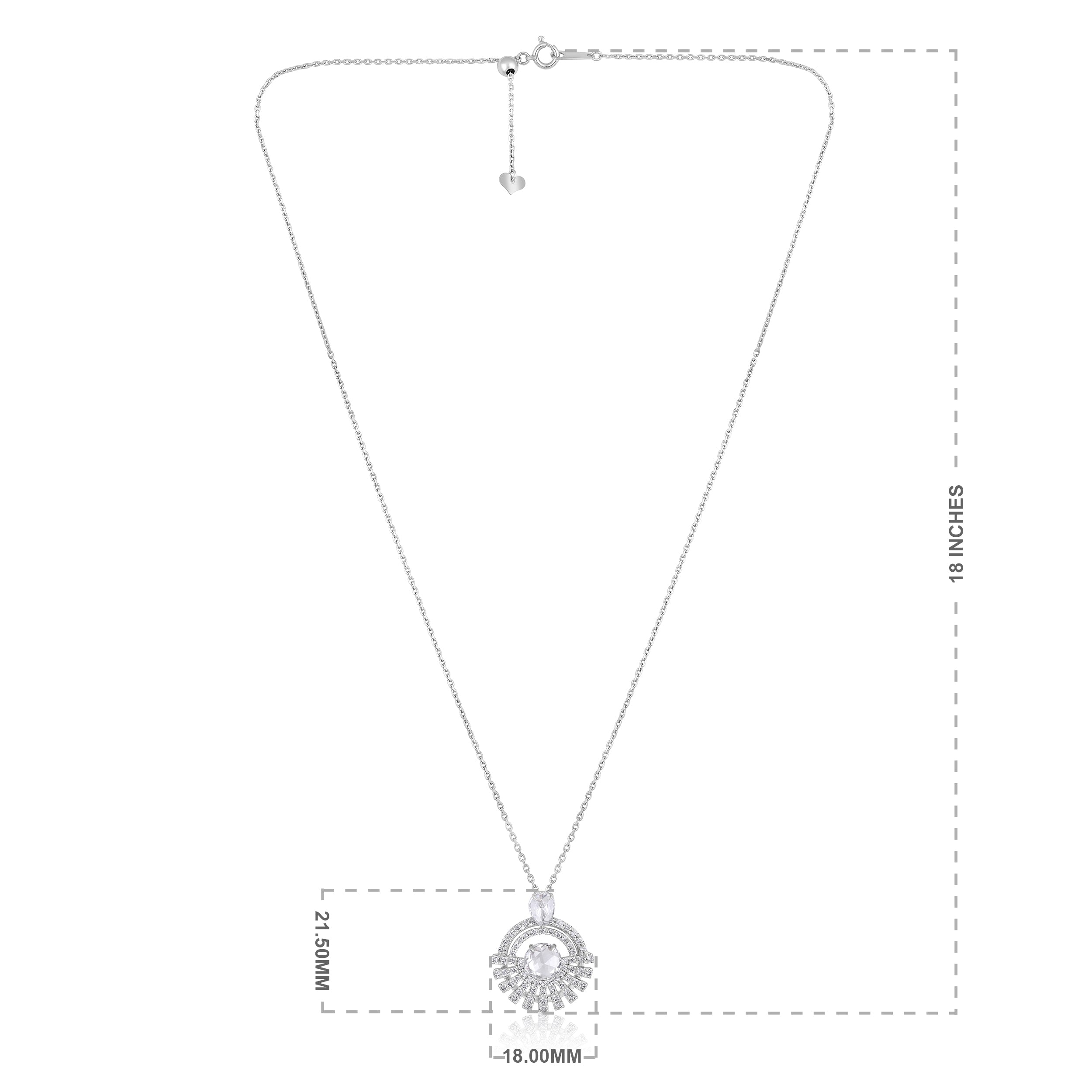 Certified 18K Gold 3.8ct Lab Created Diamond D-VVS Rose Cut Vintage White Pendant White Necklace