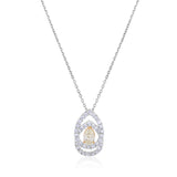 Certified 18K Gold 1.5ct Natural Diamond E-VVS Pear Designer Vintage White Necklace