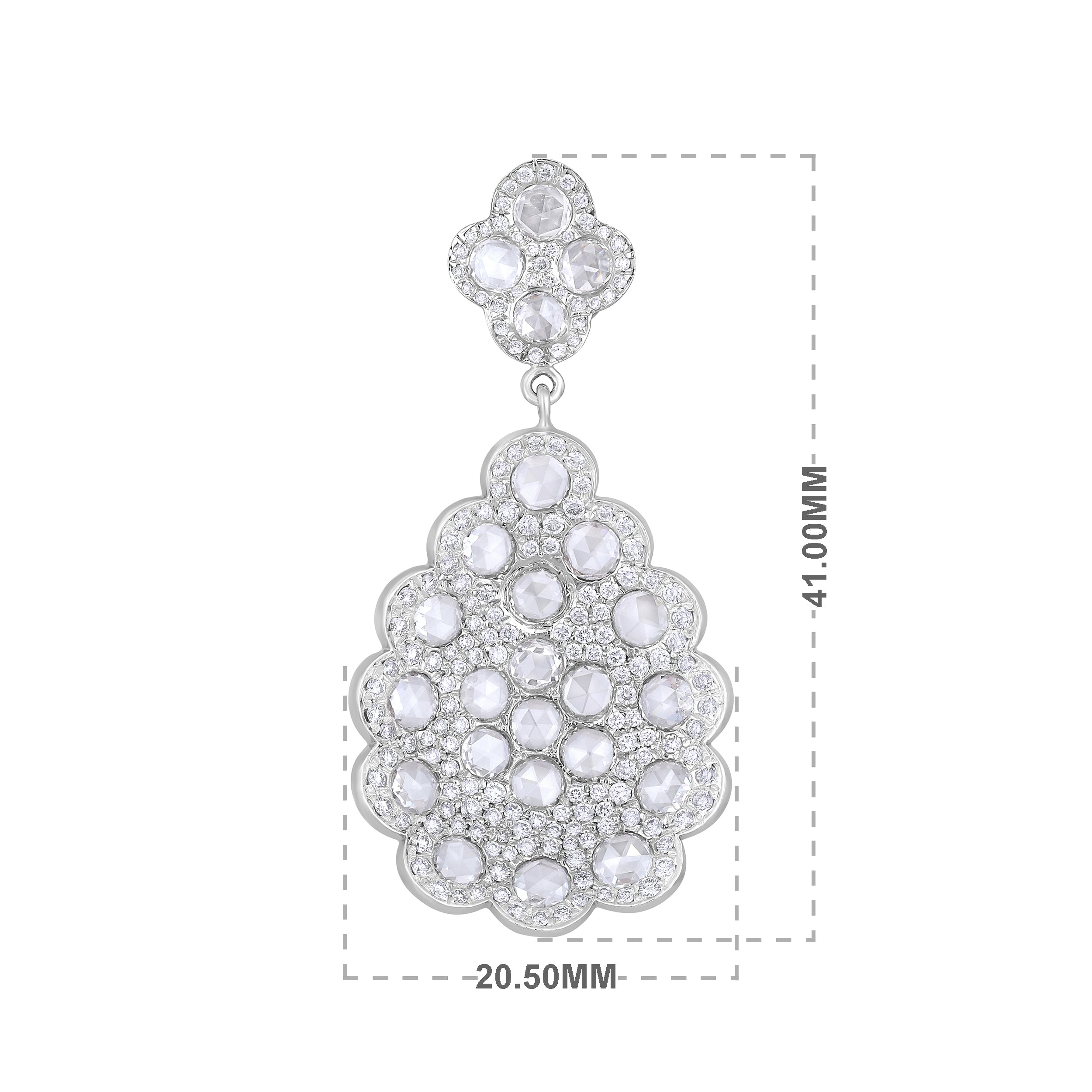 Certified 18K Gold 4.3ct Natural Diamond E-VVS Rose-Cut Teardrop Dangle White Earrings