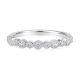 Certified 14K Gold 0.2ct Natural Diamond Bead Bezel Band Ring