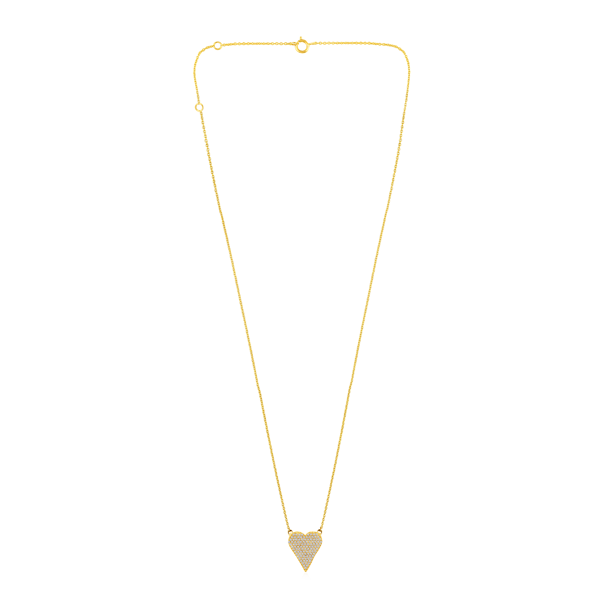 Certified 14K Gold 0.2ct Natural Diamond Heart Love Studded Charm Necklace