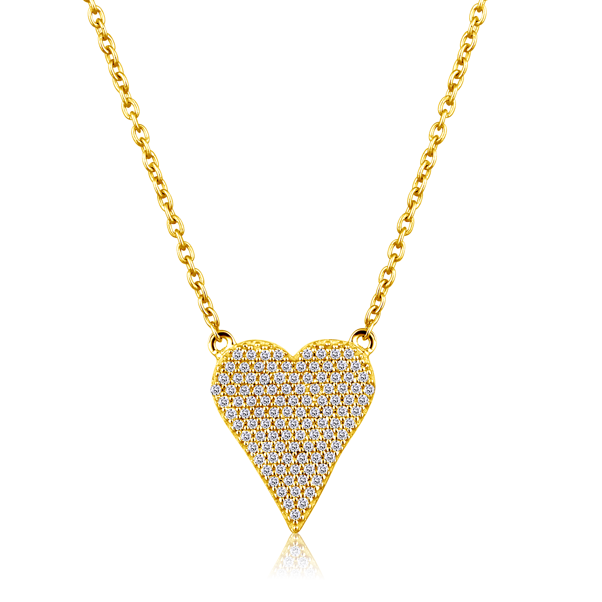 Certified 14K Gold 0.2ct Natural Diamond Heart Love Studded Charm Necklace