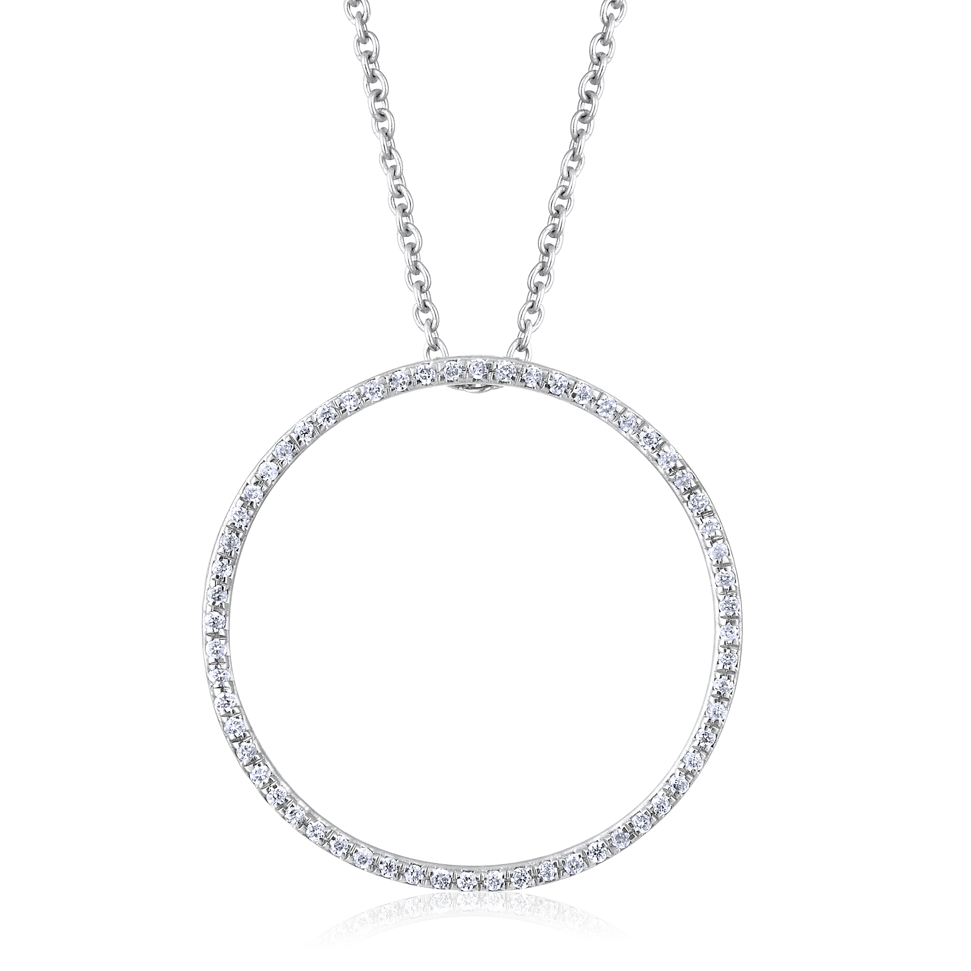 Certified 14K Gold 0.11ct Natural Diamond Circle Of Life Big Halo Charm Necklace