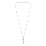 Certified 14K Gold 0.1ct Natural Diamond Heart Key Pendant Necklace