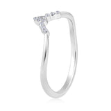 Certified 0.06ct Natural Diamond F-I1 10K Gold Designer Curved Crown White Ring