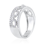 Certified 14K Gold 0.5ct Natural Diamond Designer Crown Link Band White Ring