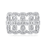 Certified 14K Gold 1.15ct Natural Diamond Designer Crown Pear White Ring
