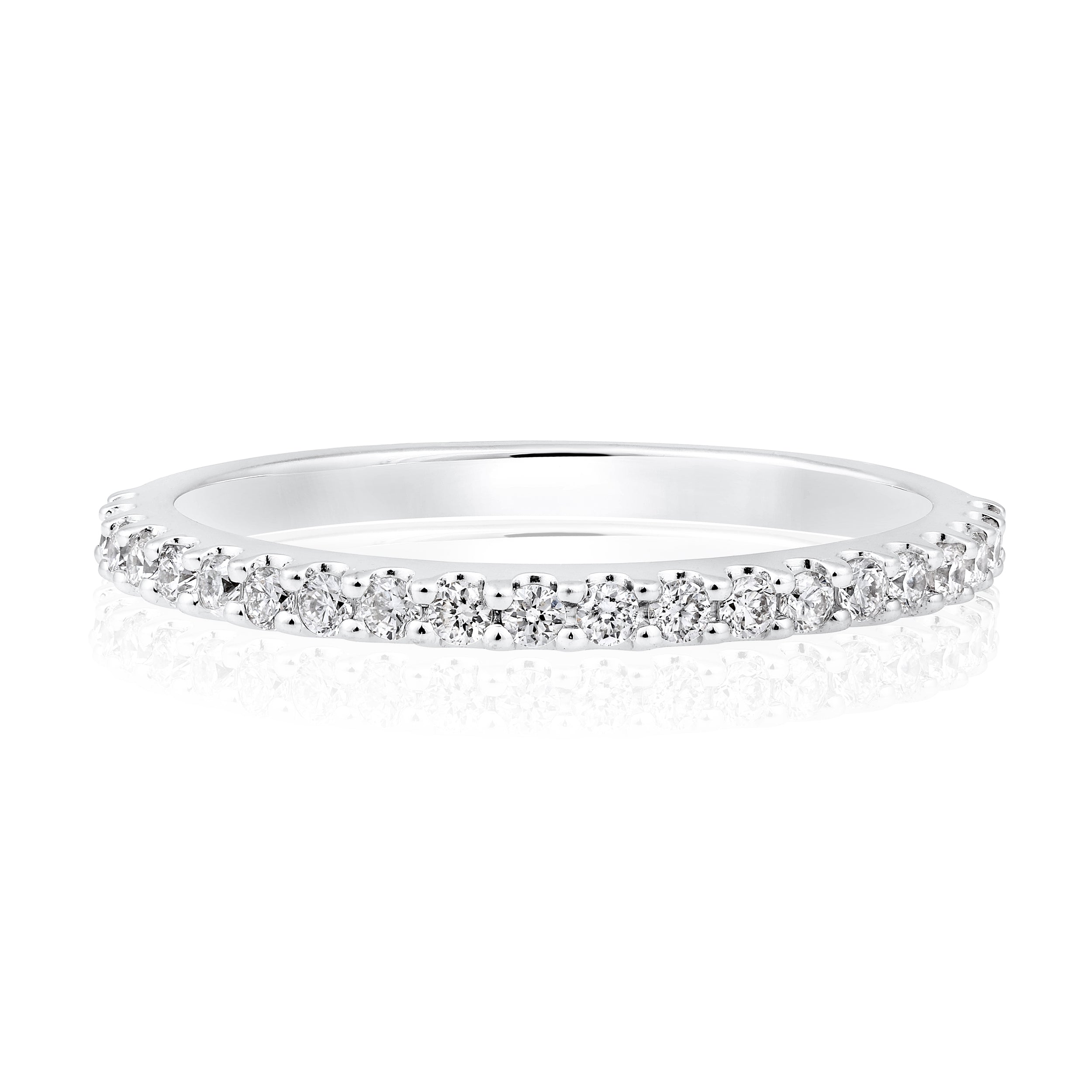 Certified 0.26ct Natural Diamond G-SI 14K Gold Wedding Thin Half Band White Ring