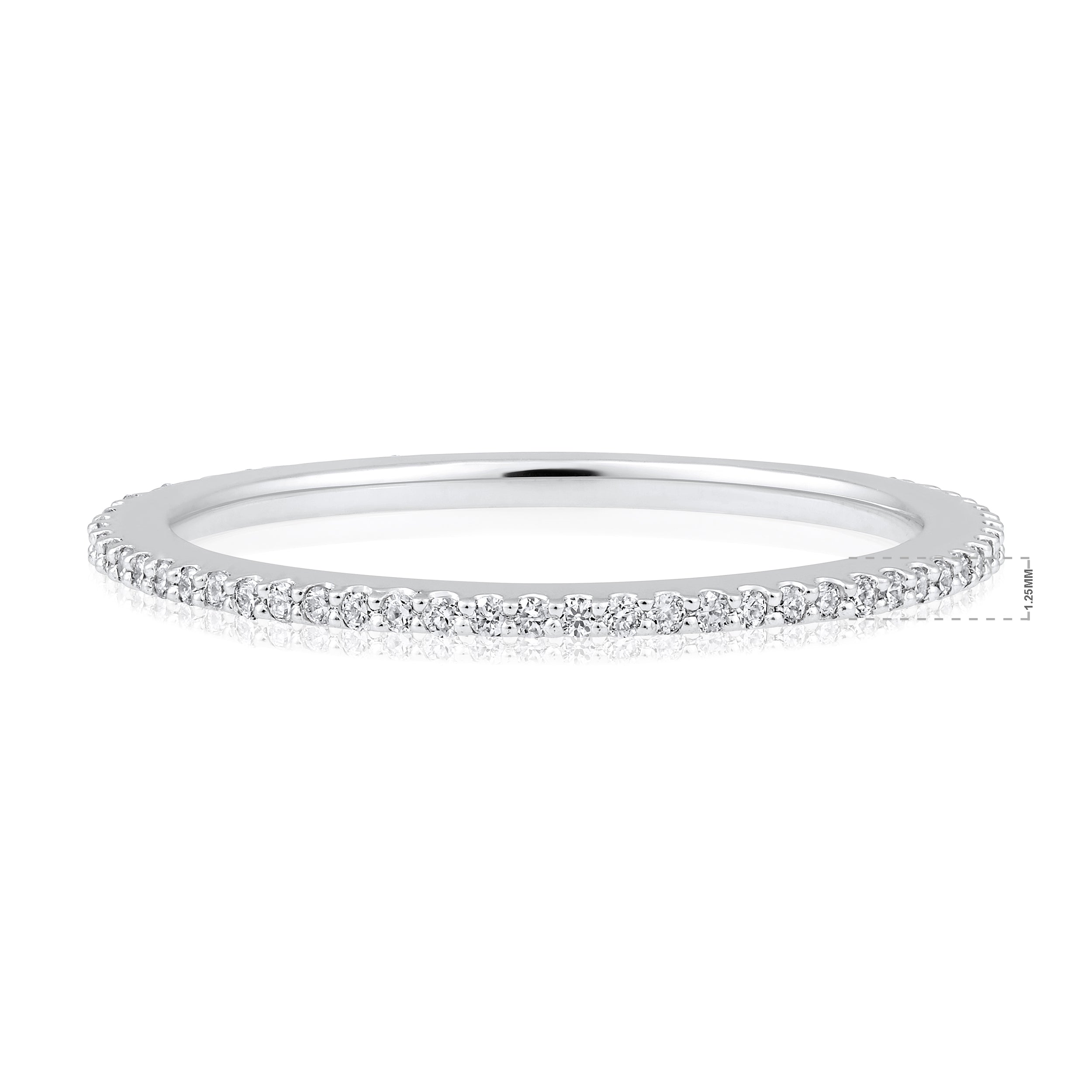 Certified 14K Gold 0.24ct Natural Diamond G-SI Wedding Thin Full Band White Ring