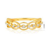 Certified 0.15ct Natural Diamond F-I1 10K Gold Designer Loop Yellow Ring