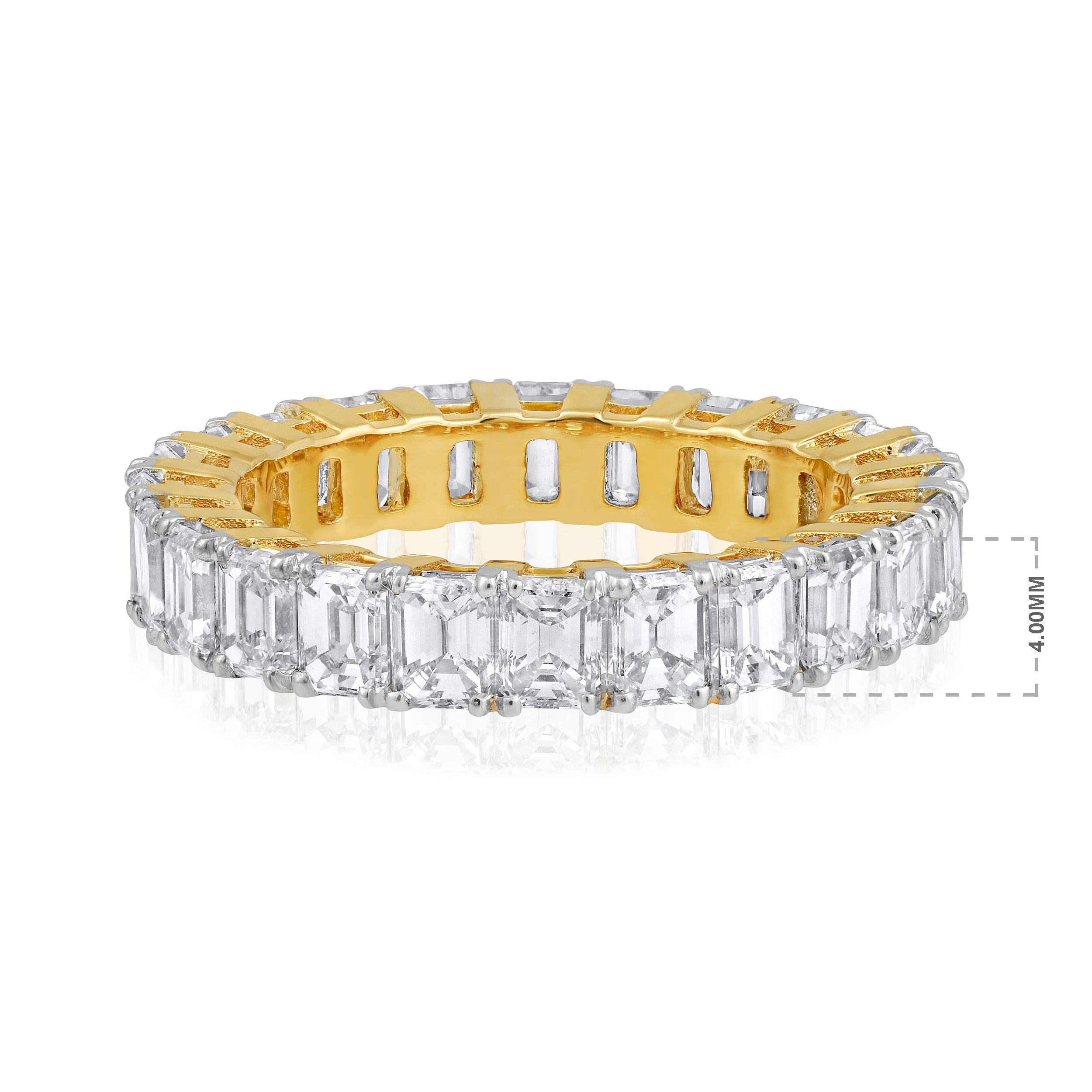 Certified 18K Gold 4.4ct Emerald Natural Diamond I-VS Wedding Eternity Band Yellow Ring