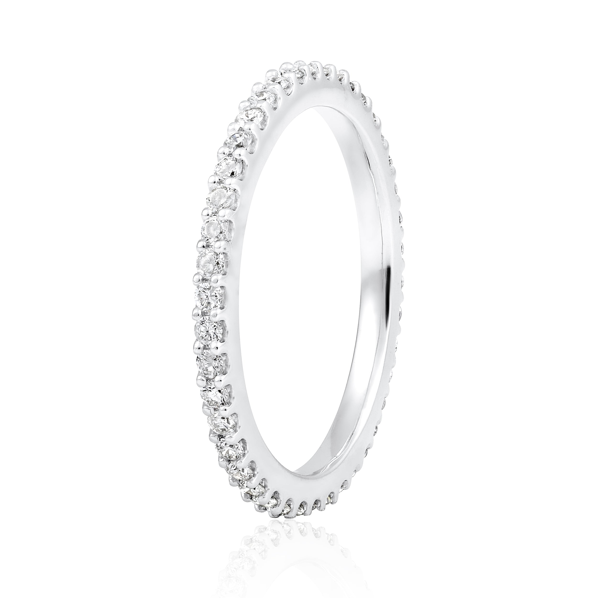 Certified 14K Gold 0.5ct Natural Diamond G-SI Wedding Thin Single Full Band White Ring