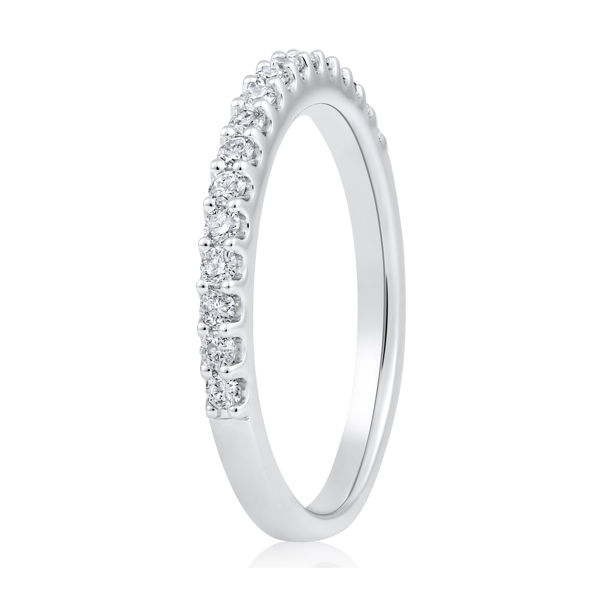 Certified 14K Gold 0.3ct Natural Diamond G-SI Wedding Thin Single Half Band White Ring