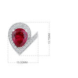 Certified 14K Gold 4.5ct Natural Diamond w/ Simulated Ruby V Pear Stud White Earrings