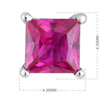 Certified 14K Gold 0.56ct Simulated Ruby Designer Square Stud Yellow Earrings